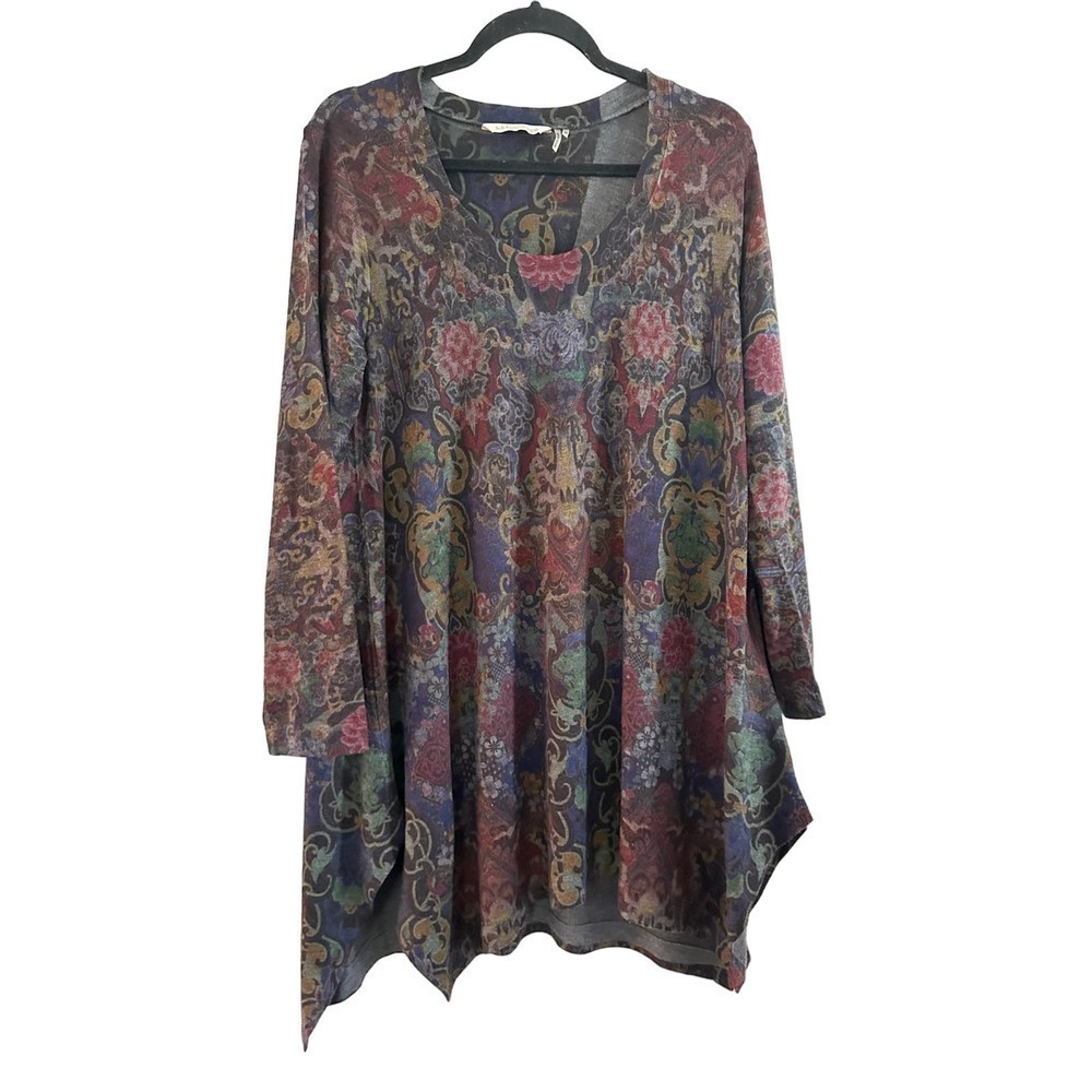Soft Surroundings Paisley Floral Scoop Neck Flowy Tunic Top - Medium - Picture 2 of 5